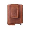 Handmade PoP Up Card Holder Genuine Leather Credit Card and Money Clips Case RFID Blocking Minimalist Wallet with Compartment for Notes