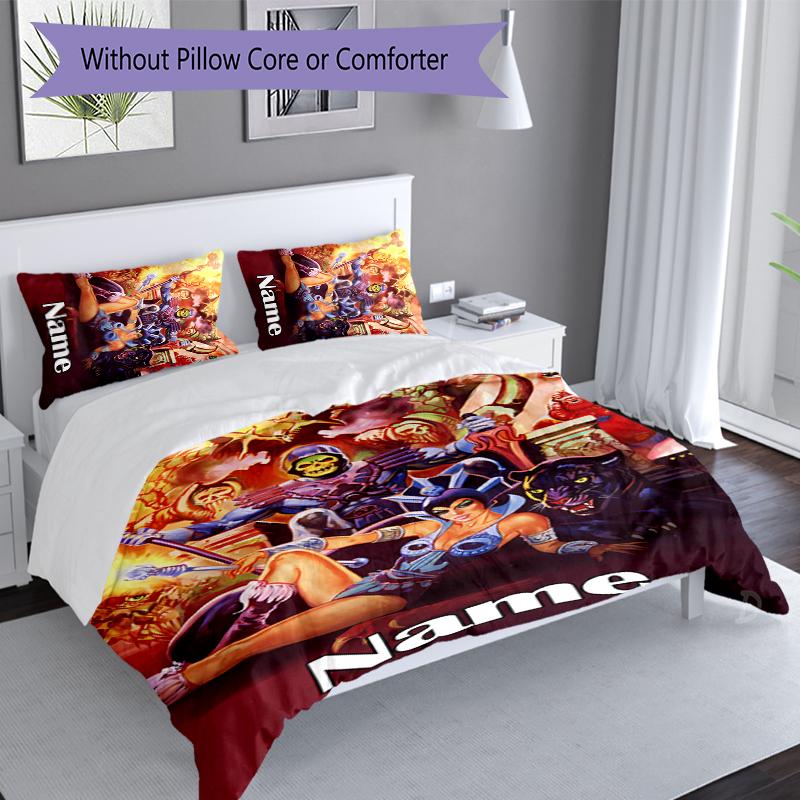 3pcs Custom Name He-Man and the Masters of the Universe Set,Includes 1 Duvet Cover and 2 Pillowcases,All-season Bedroom Decor