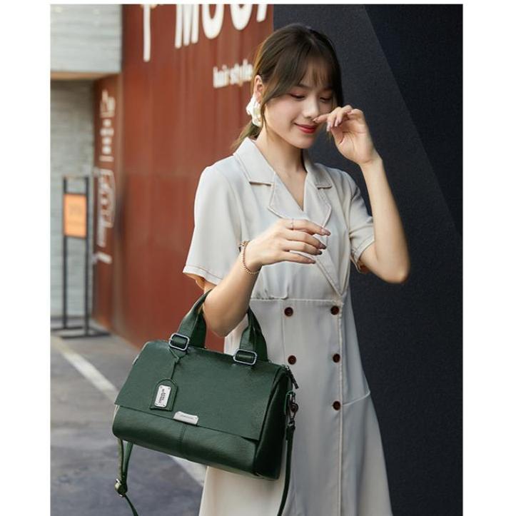 Luksusowa damska skórzana torba na ramię w stylu retro, duża pojemność, damska torba typu crossbody w jednolitym kolorze