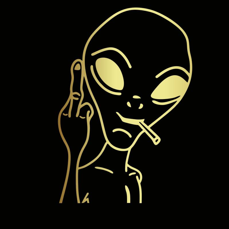 HungMieh Car Stickers Funny Alien Personality Ufo Decals Laser Vinyl Sticker Car 3D Car Styling Decoration 10.3X15cm