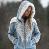 Damen Schneeflocke 3D-Druck Flanell Reißverschluss Kapuzenjacke Winter Warm Fleece Hoodie Lässiger Langarmmantel S-5XL