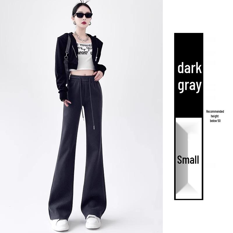 

White-Gray High-Waisted Petite Micro-Flared Slimming Horseshoe Pants for Women, Spring/Autumn 2025 Collection S