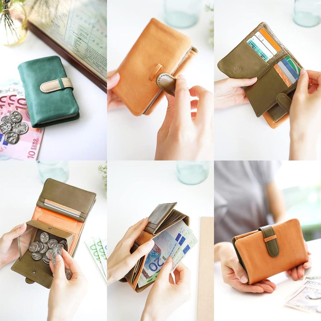 Bifold Wallet Genuine Leather Lyon 4355 Orange x Chocolate [Albero] AL-4355-40 Women's