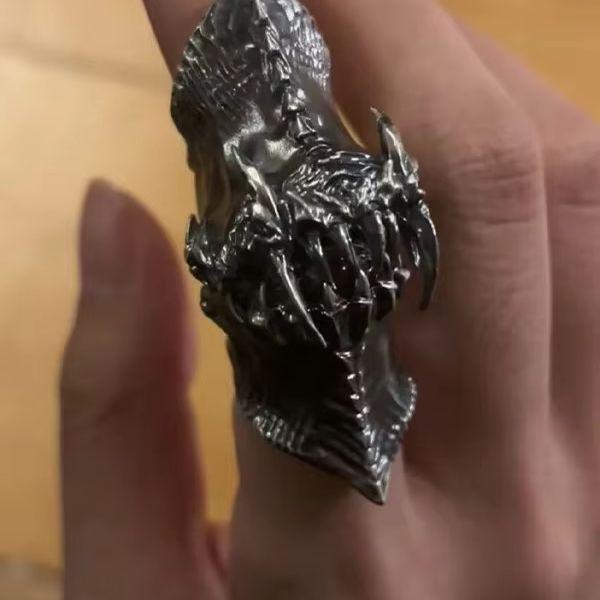 Vintage Movable Eye Tooth Armor Joint Ring Gothic Dark Unique Design Adjustable Knuckle Ring for Men jewelry gift
