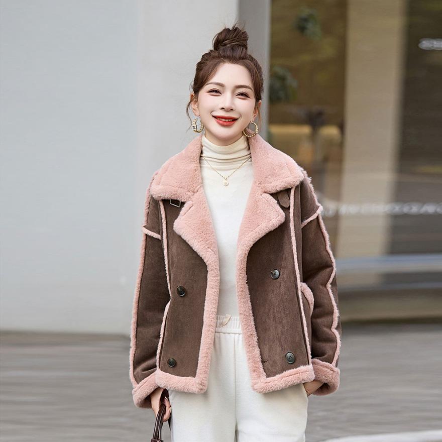 Fleece Fur Integrated Coat Women's New Small Winter New Imitation Lamb Wool Short Thickened Locomotive Cotton Clothes