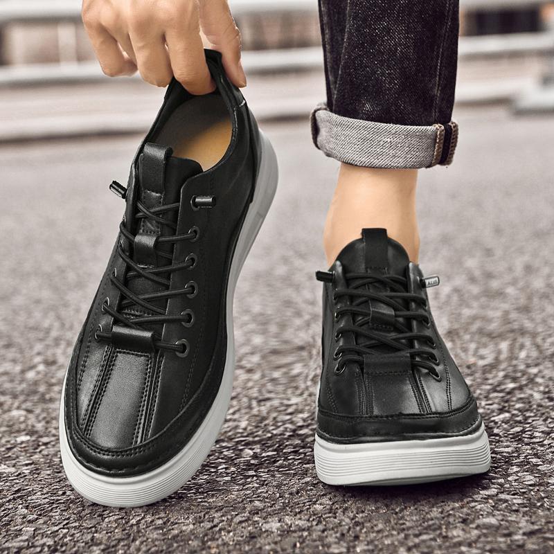 Fashion Men's Leather Casual Shoes Thick Sole Increased Height Men's Sports Oxford Shoes Fashionable Daily Commuting Business Shoes