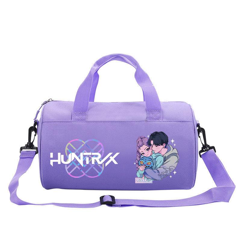 Bolsa Cilindro Fitness com Estampa de Desenho Animado Caçadores de Bruxas KPOP Bagagem Bolsa de Mão Esportiva Bolsa de Viagem