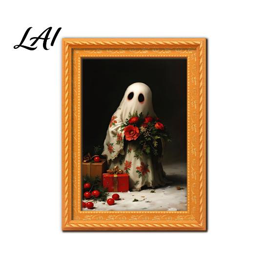 Festive Home Office Whiteboard Magnets Small Fridge Picture Frame Funny Ghost Pattern Magnetic Vintage Decorative for Metal Surfaces Mini Gold Frame