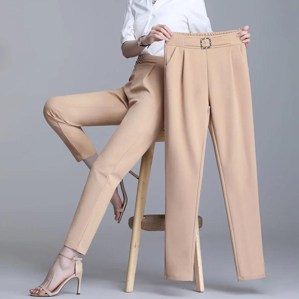Women's Trousers Spring Summer Trousers Casual Ninth Trousers Women's Thin Universal Harem Pants with High Waist