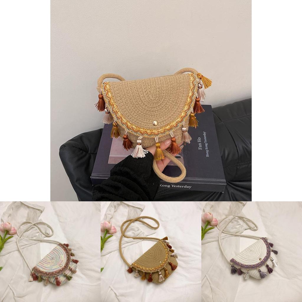 Boho Chic Woven Tassel Mini Shoulder Bag For Urban Fashion