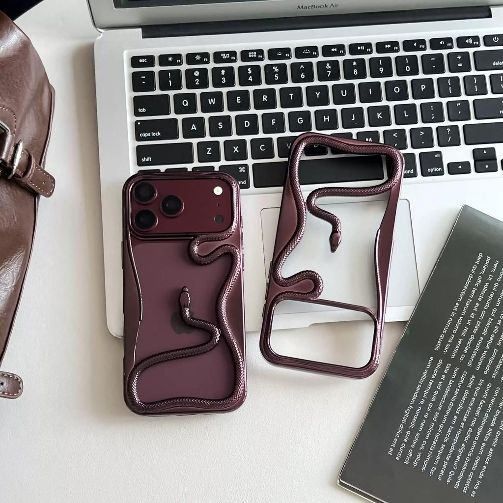 Unique 3D Snake Hollowed Phone Case For iPhone 18 17 16 15 14 13 12 Pro Max Luxury Matte Heat Dissipating Shockproof Soft Cover