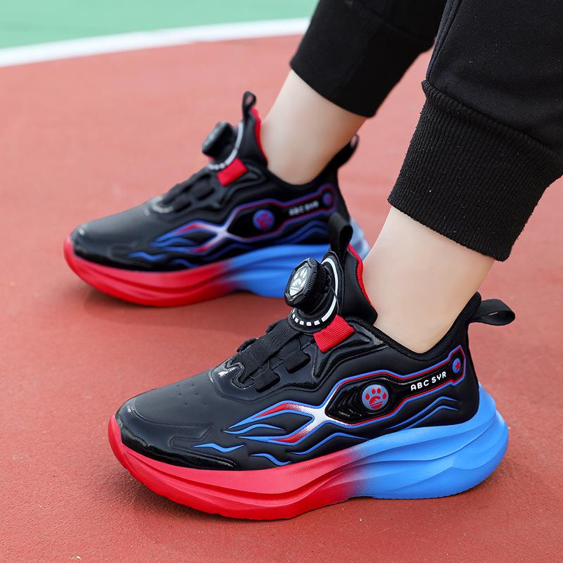 

2025 Autumn Boys Leather Sneakers: Non-slip, Lightweight, Fashionable 33 красный/чёрный