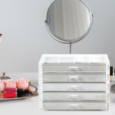 5-lagiger Schmuckschatulle-Organizer für den Schreibtisch, staubdicht, eleganter Behälter aus Acryl für Ringe