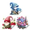 Spring Gnome Window Clings Floral Berries Gnome Glass Stickers Double-Sided Reusable Static Decals