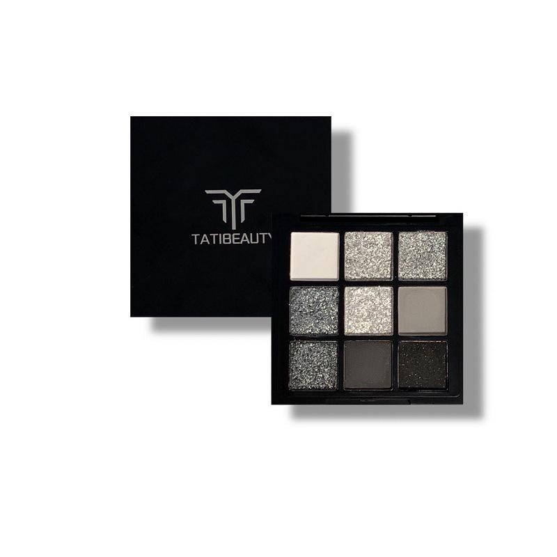 Tatibeauty Smoky Makeup Black Swan 9-Color Eyeshadow Palette - European & American Niche, Dark Cement Gray, No Fallout.