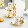 Nordyckie Złote Ceramiczne Filiżanki do Kawy z Spodkiem Vintage Kubek Biurowy Złocone Filiżanki do Popołudniowej Herbaty Zestaw Gospodarstwa Domowego Naczynia do Napojów