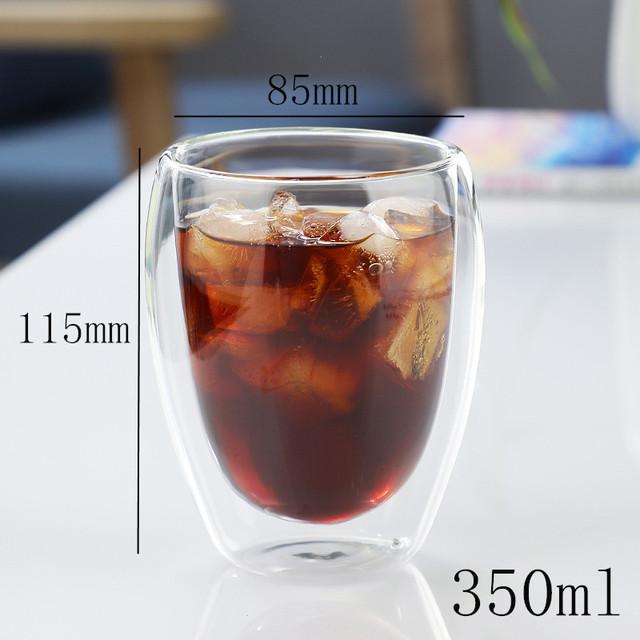 Tazza di vetro Tazza di vetro borosilicato ad alta resistenza a doppia parete Tazza di tè Latte Succo Vino Caffè Acqua Tazza Bar Drinkware Regalo