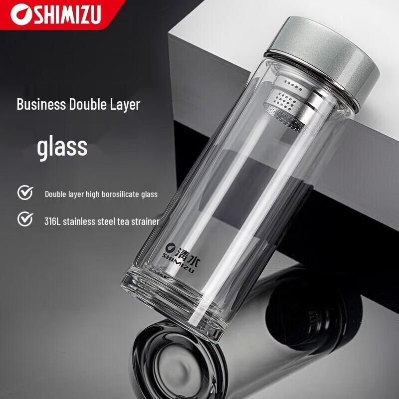 SHIMIZU Business Double-Wall Glass Tea Infuser Bottle