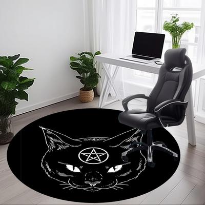 1pc Witchcraft Magic Cat Office Round Area Rug, Under Office Chairs Bedroom Living Room Home Decor, Room Deco, Available In Various Sizes