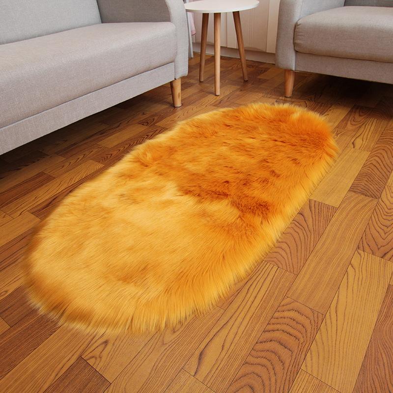 

Овальный ковер Плюшевый ковер Гостиная Мягкий ковер Комната Спальня Коврик для дивана Журнальный столик Напольный коврик 60*120cm верблюд