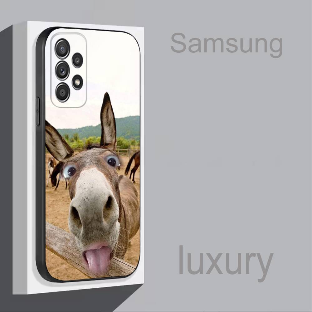 

Funny Donkey Graphic Phone Case For Samsung S 25,24,23,22,30,21,10,9,Ultra,Plus,Lite,FE,4,5G Black Soft Case SamsungS24