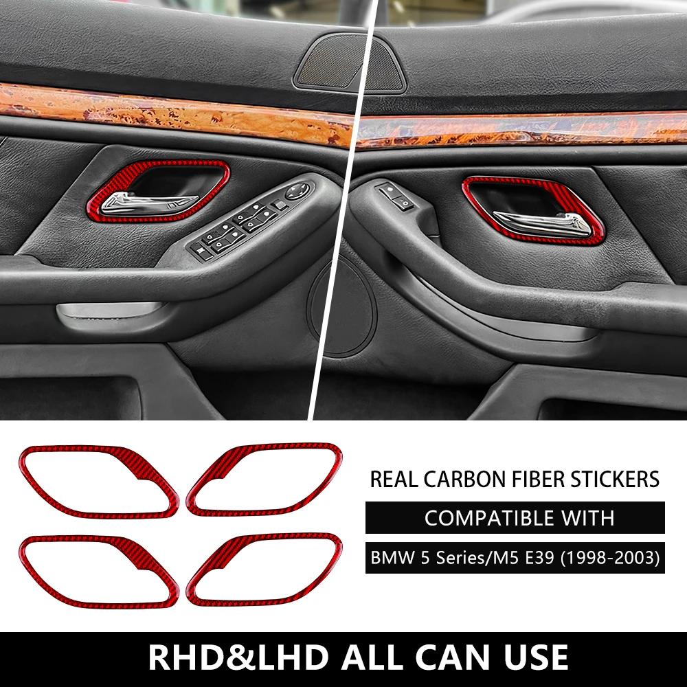 Carbon Fiber Door Handle Frame Cover Trim for BMW E39 1998-2003 Interior Sticker