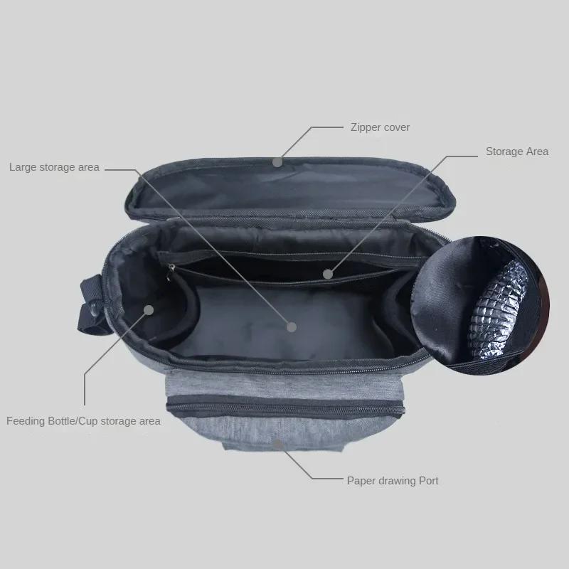 Non-Toxic Black Stroller Organizer Bags Mummy Large Capacity Travel Hanging Bag Bottle Holder Pram Diaper Bags Baby Stroller Accessories