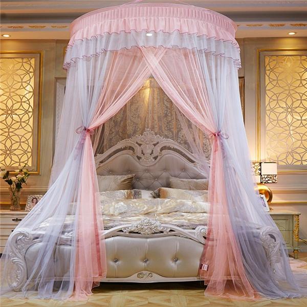 Romantic Princess Dome Mosquito Net Gradient Double Colors Lace Bed Canopy Three-door Hanging Bed Net