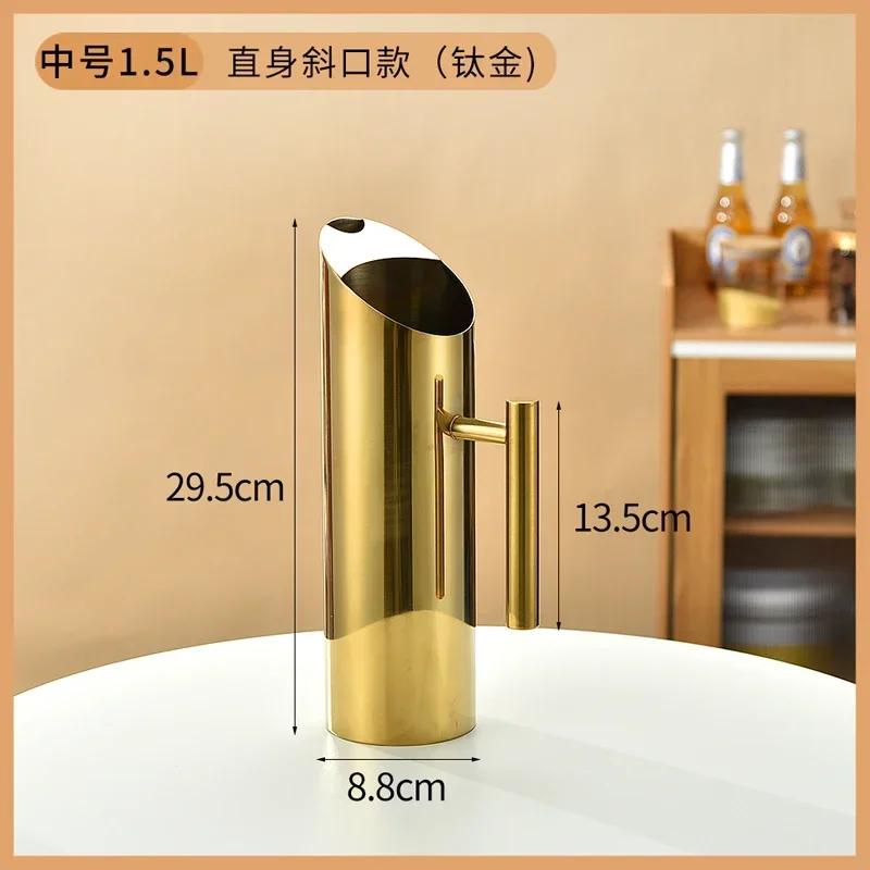 304 Stainless Steel Cold Water Boiled Cup Golden Ice Freeze Kettle Beer Jar for Bar Fruit Juice Red Wine with Divider