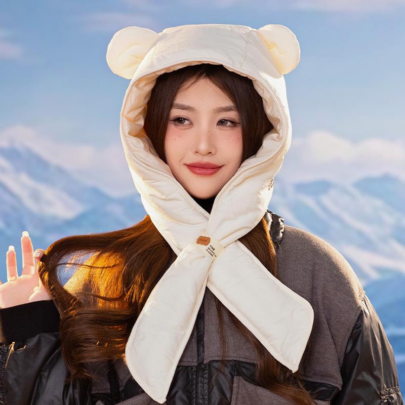 New winter down cotton women's light and warm ear protection ski hat outdoor riding casual and versatile