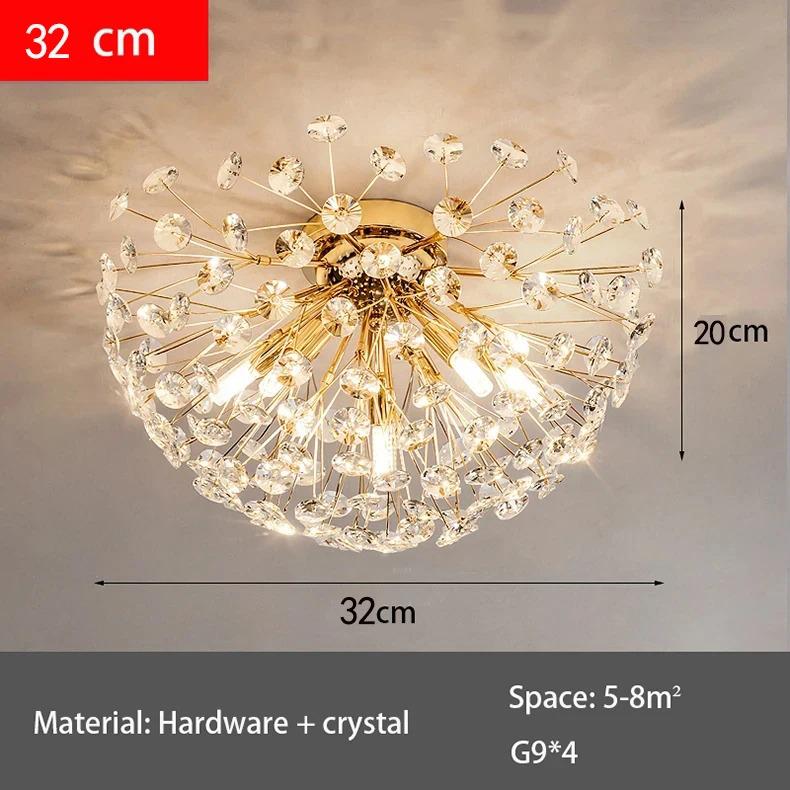 Modern French Dandelion Crystal Ceiling Light Fireball Light French Gold Restaurant Living Room Bedroom Lighting G9LED
