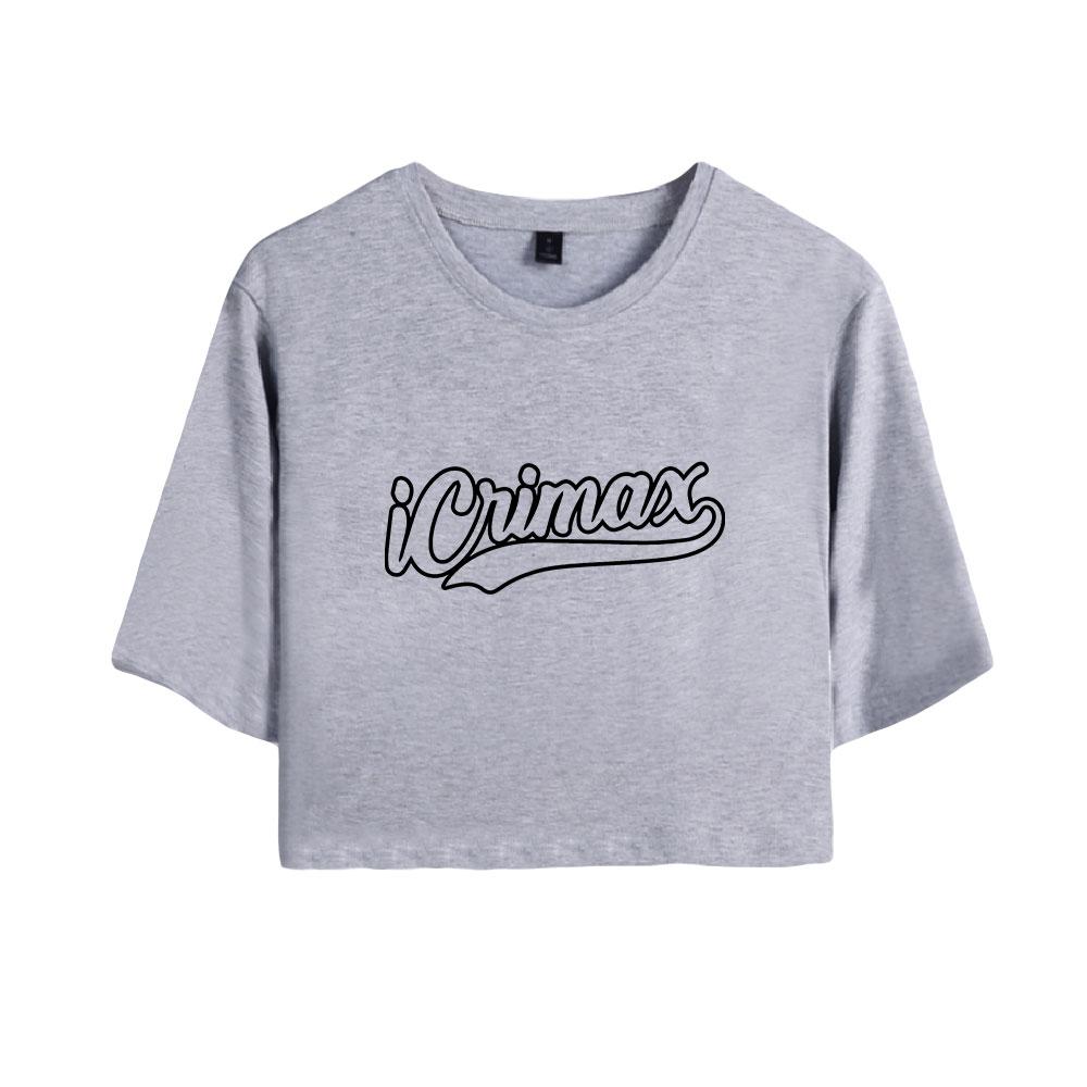 Summer Fashion Women's Sexy Icrimax Letter Print Short Sleeve Crop Top Funny Tee Shirts Hipster O-neck Cool Tops