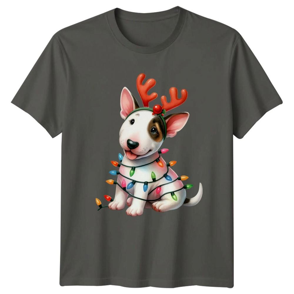 Christmas Puppy Reindeer Antlers Holidays Unisexs Unisexs Graphic Tee S