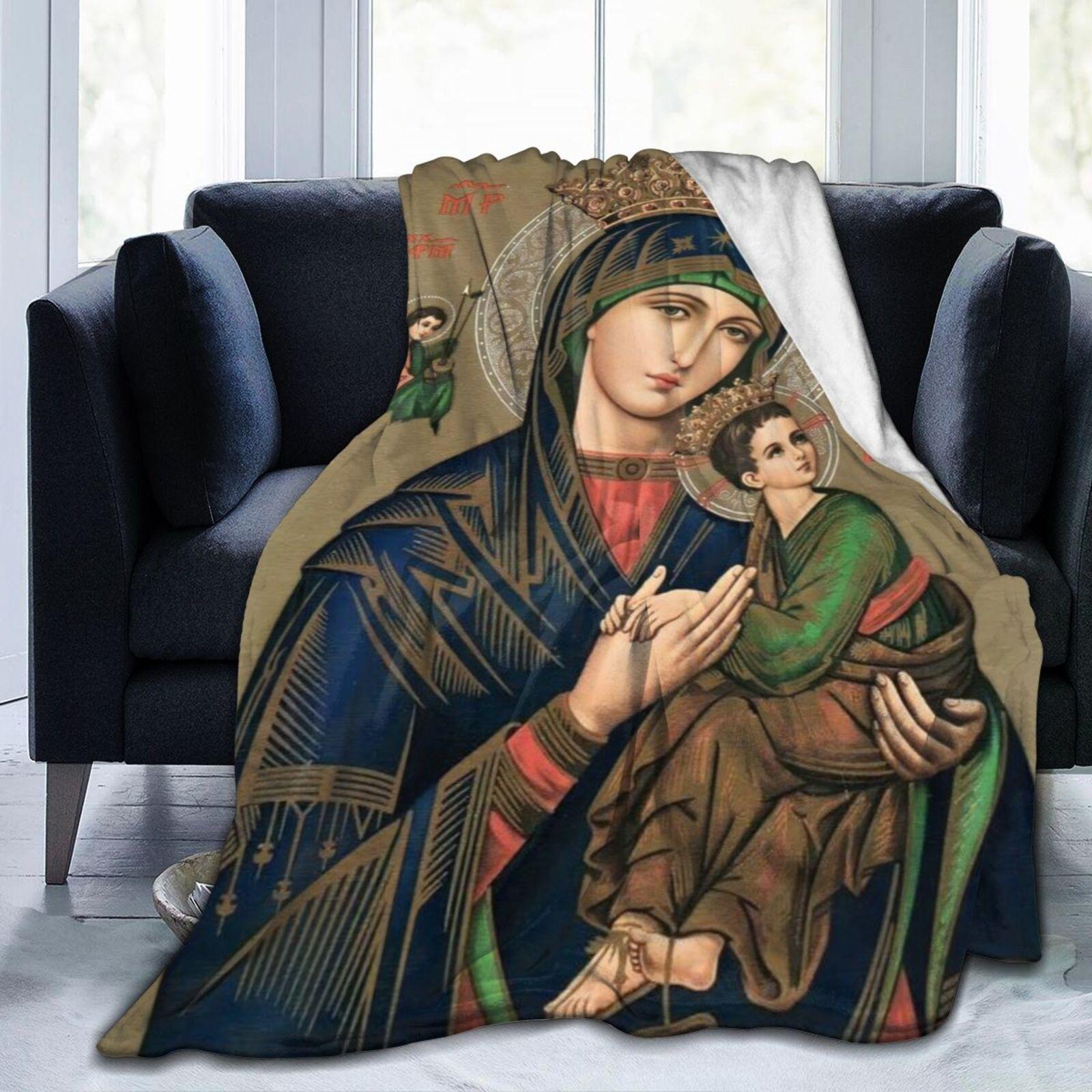 Our Lady of Perpetual Help Flannel Throw - Cozy Soft Warm, All-Season Versatile for Couch, Office, Travel, Ideal Gift 75X95CM