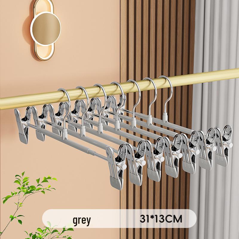Stainless Steel Non-Slip Clip Hanger for Pants and Skirts - Traceless Plastic Dipped Storage Solution серый