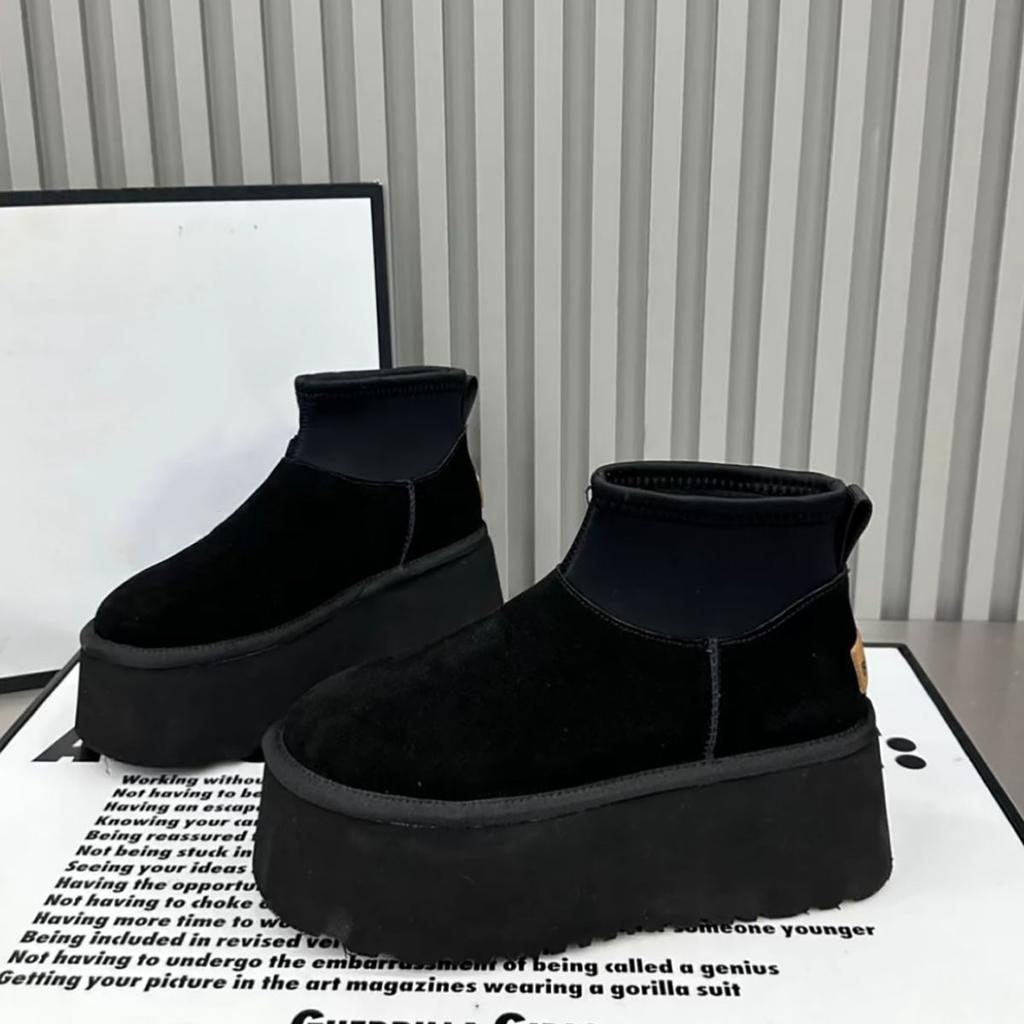 Women's fur one thick bottom heightening winter lightweight warm snow boots non-slip wear-resistant casual sports cotton boots