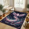 Cosmic Phoenix Theme Soft Crystal Velvet Rug Custom Name & Text Print Non Slip Floor Rug for Bedroom Living Room