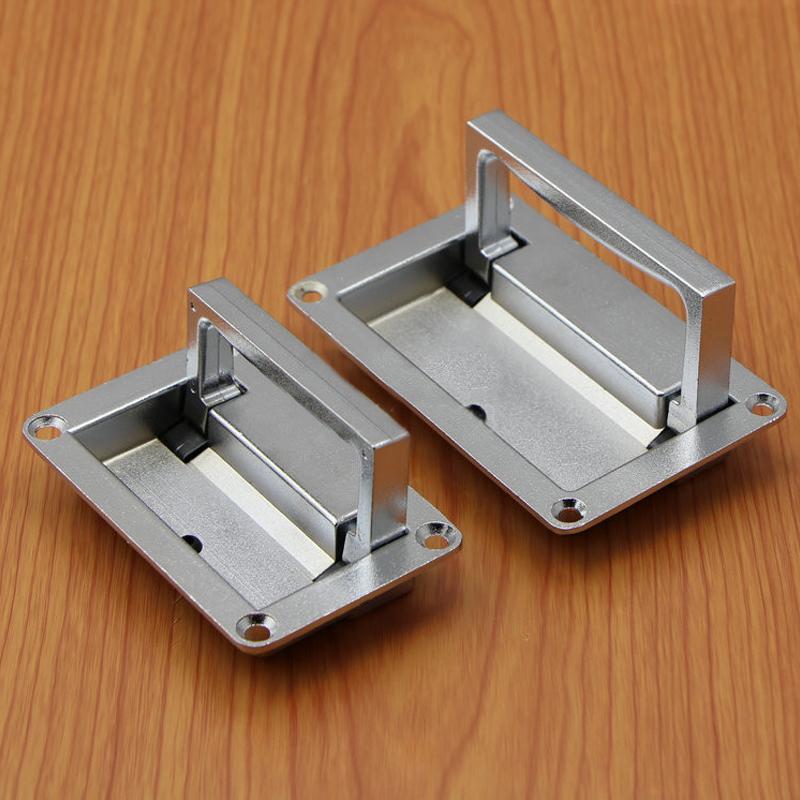 1pc 9.5cm x 6cm/11.1cm x6.9cm Metal Rectangle Shaped Recessed Folding Pull Handle Grip