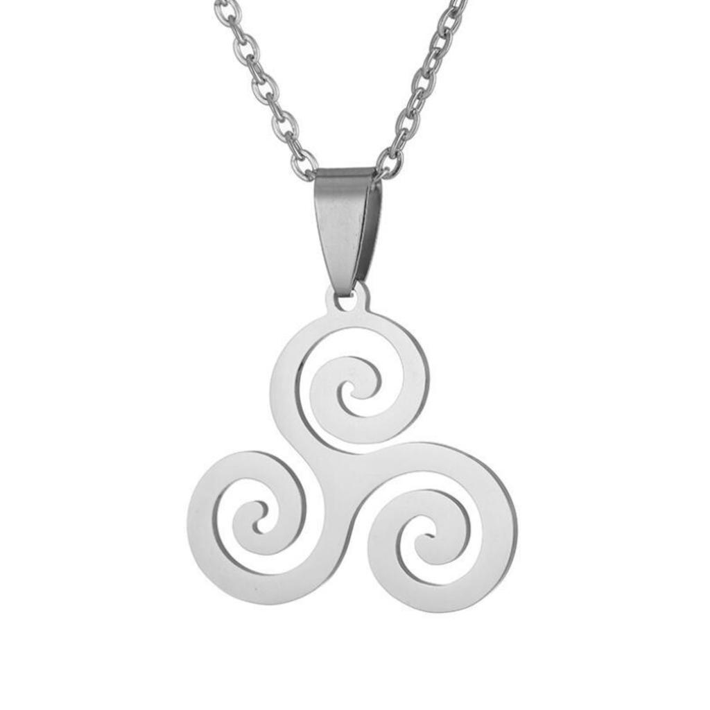 Triskele Symbol Pendant Necklace Stainless Steel Jewelry Gift for Women Men