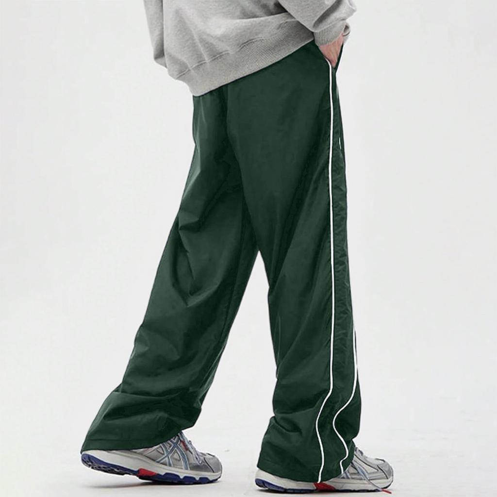 Men's Sweatpants Casual Striped Sport Straight Leg Pants Loose Fit Drawstring Versatile Long Trousers