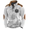 Felpa da Uomo alla Moda con Mezza Zip Etnica Stampa 3D Nuovi Top Casual