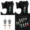 Punk Skull Pendant Earrings In Alloy With Water Drop Design For Gothic Fashion