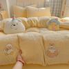 Thickened Milk Fleece Bed Four-Piece Set Warm Children'S Bedding Teddy Coral Fleece Quilt Cover Bed Sheet Three-Piece Set