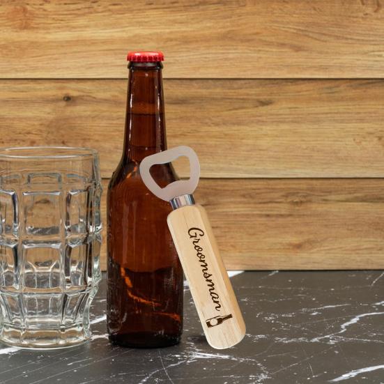 Bottle Openers with Wooden Handle Bartender Bottle Opener Engraved Beer Bottle Opener for Guests Wedding Birthday Party
