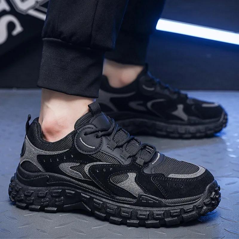 Spring Casual Men's Shoes 2025 New Mesh Breathable Running Shoes Fashionable Thick Soled Work Non Slip Sports Shoes