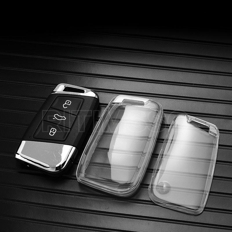 Geantă de husă pentru chei de mașină, transparentă, moale, TPU, pentru VW Volkseagen Passat B8 Magotan pentru Skoda Superb A7 Kodiaq Seat Shell Fob