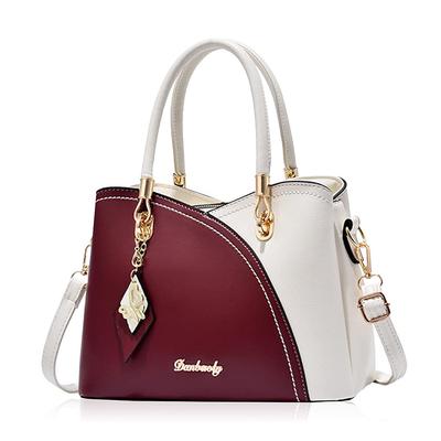 Schultertasche Umhängetasche Handtasche Schultertasche PU-Leder Tasche Damen 2-Wege Gold-Accessoire Weinrot [T.Y.ryanryan] Damen
