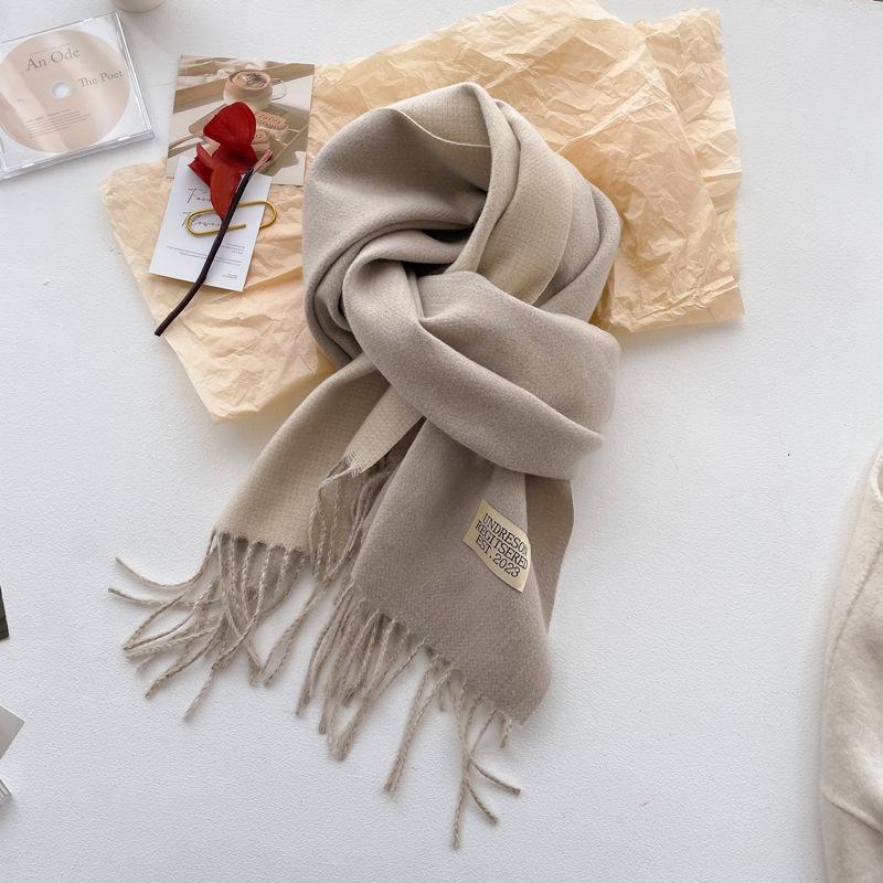 Double-sided solid color imitation cashmere scarf women's winter new thickened warm scarf student scarf shawl