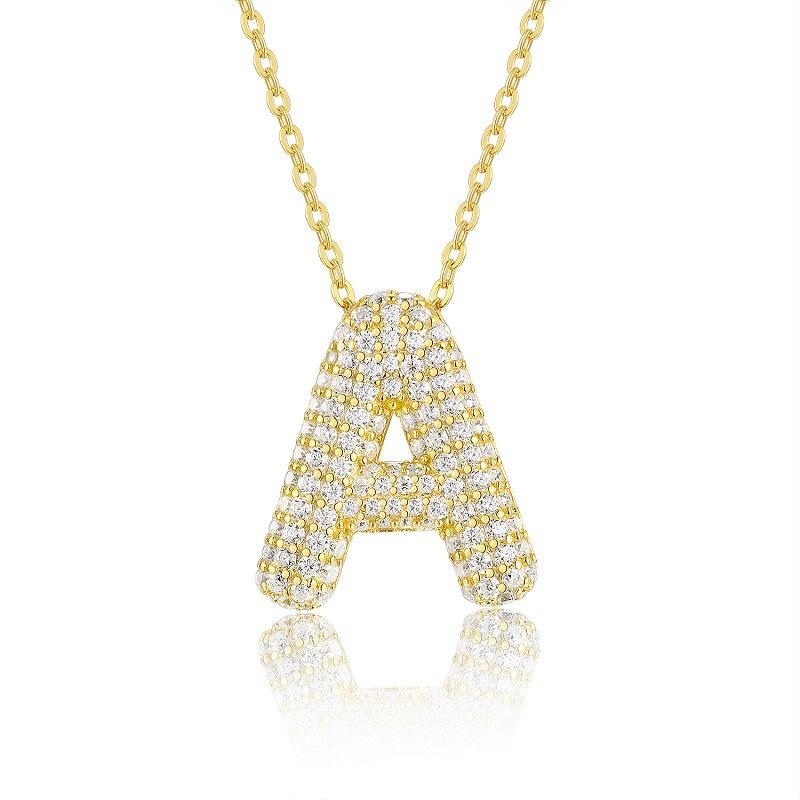 Letter Pendant Necklace 925 Silver Plated 18K Gold Collarbone Chain Fashionable Versatile Moissanite Chain
