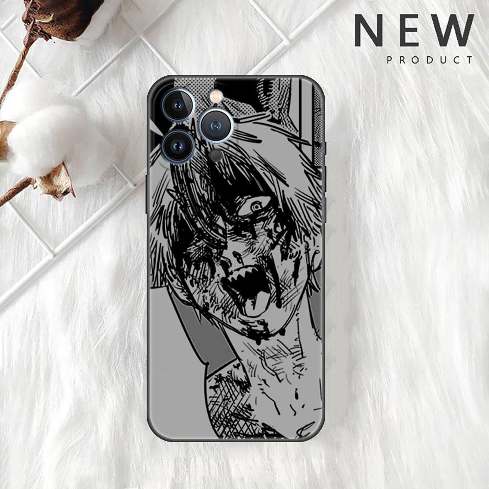 Pouzdro pro Apple iPhone 14 11 13 7 12 Pro 7 XR XS Max 8 Plus 6 14Pro 13Mini Černé Měkké Telefonní Coque Chainsaw Man Cool